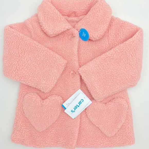 Carter’s Toddler Little Girls Faux Fur Sherpa Coat Pink Size 2T NWT - Picture 2 of 7